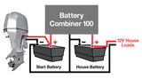 C100 Smart Shore by Hypertech (Yandina) Two Bank 75 Amp Battery Combiner 12 volt, 24 volt, Lead Acid, Lithium