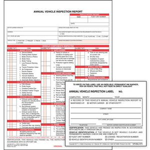9-MP-25, 9-MP-50, 9-MP-120 J.J. Keller Carbon Annual Vehicle Inspection Report with Label