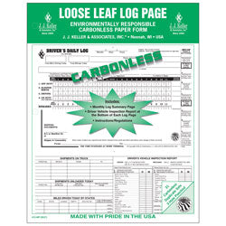 612-MP-25, 612-MP-50, 612-MP-100 J.J. Keller 5-In-1 Duplicate Loose Leaf Carbonless Driver's Daily Log Sheets